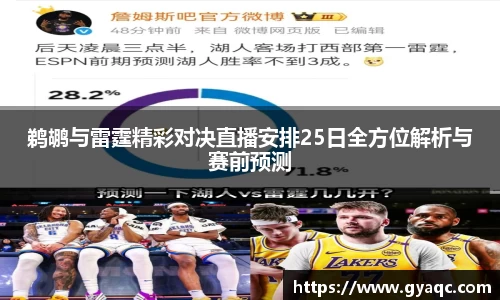 鹈鹕与雷霆精彩对决直播安排25日全方位解析与赛前预测